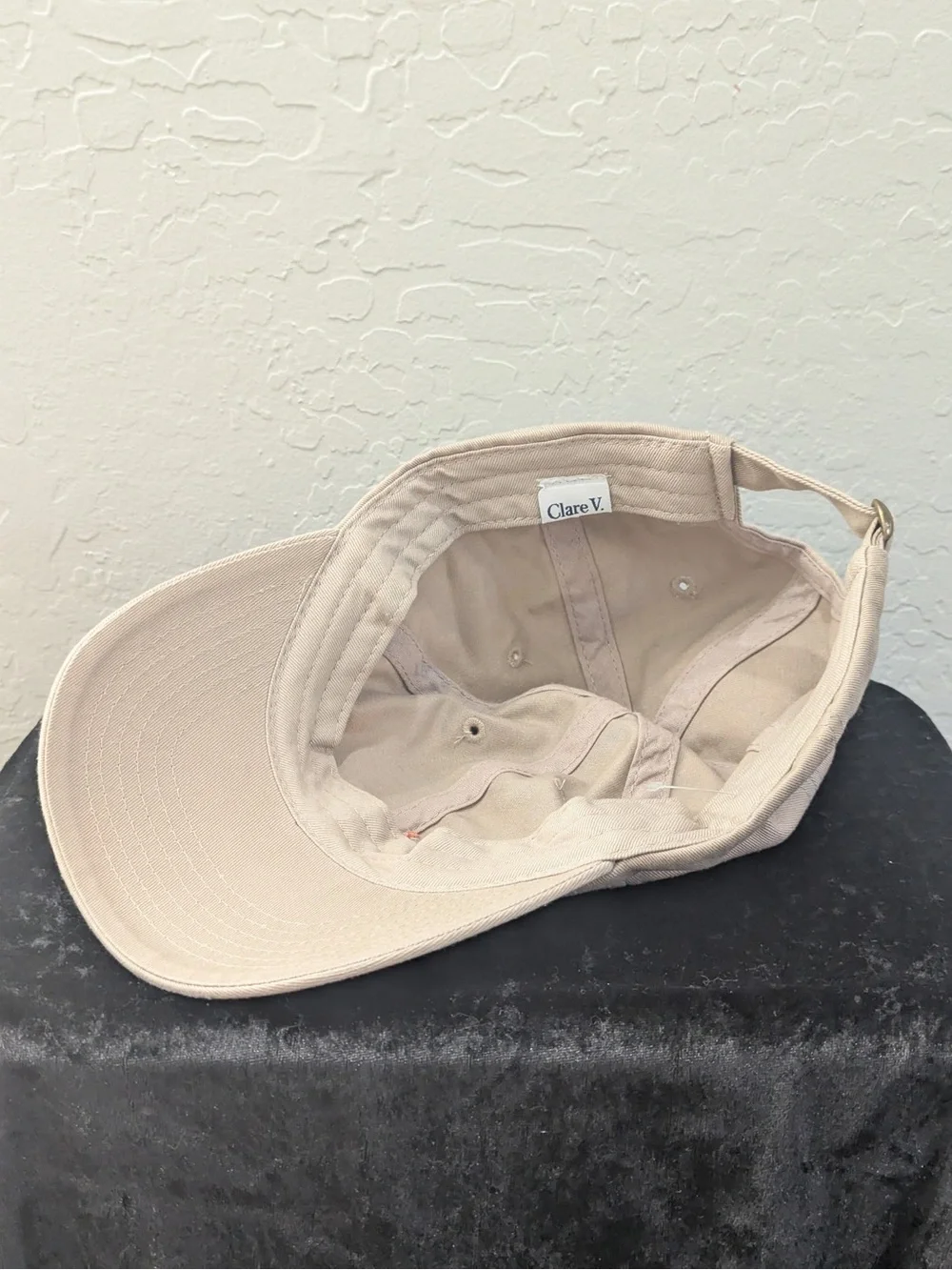 Clare V Tan Baseball Cap with Orange CIAO Embroidery